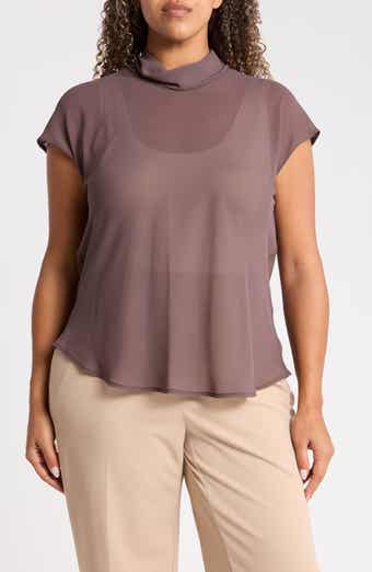Cowl Neck Scarf Detail Sheer Top