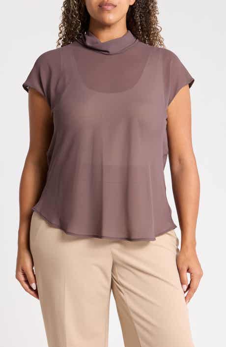 Cowl Neck Scarf Detail Sheer Top