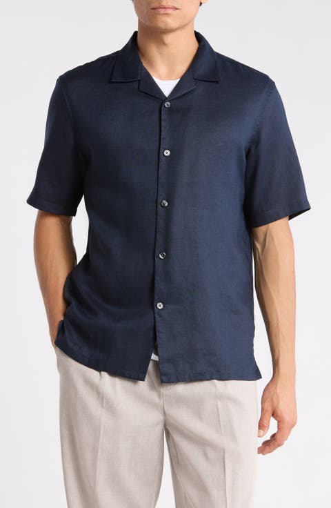 Theory Daze Short Sleeve Linen Button-Up Shirt