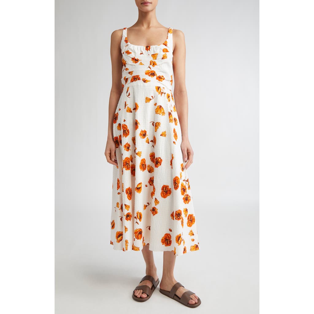 Emilia Wickstead Verena Floral-print Swiss-dot Cotton-blend Midi Dress In Multi