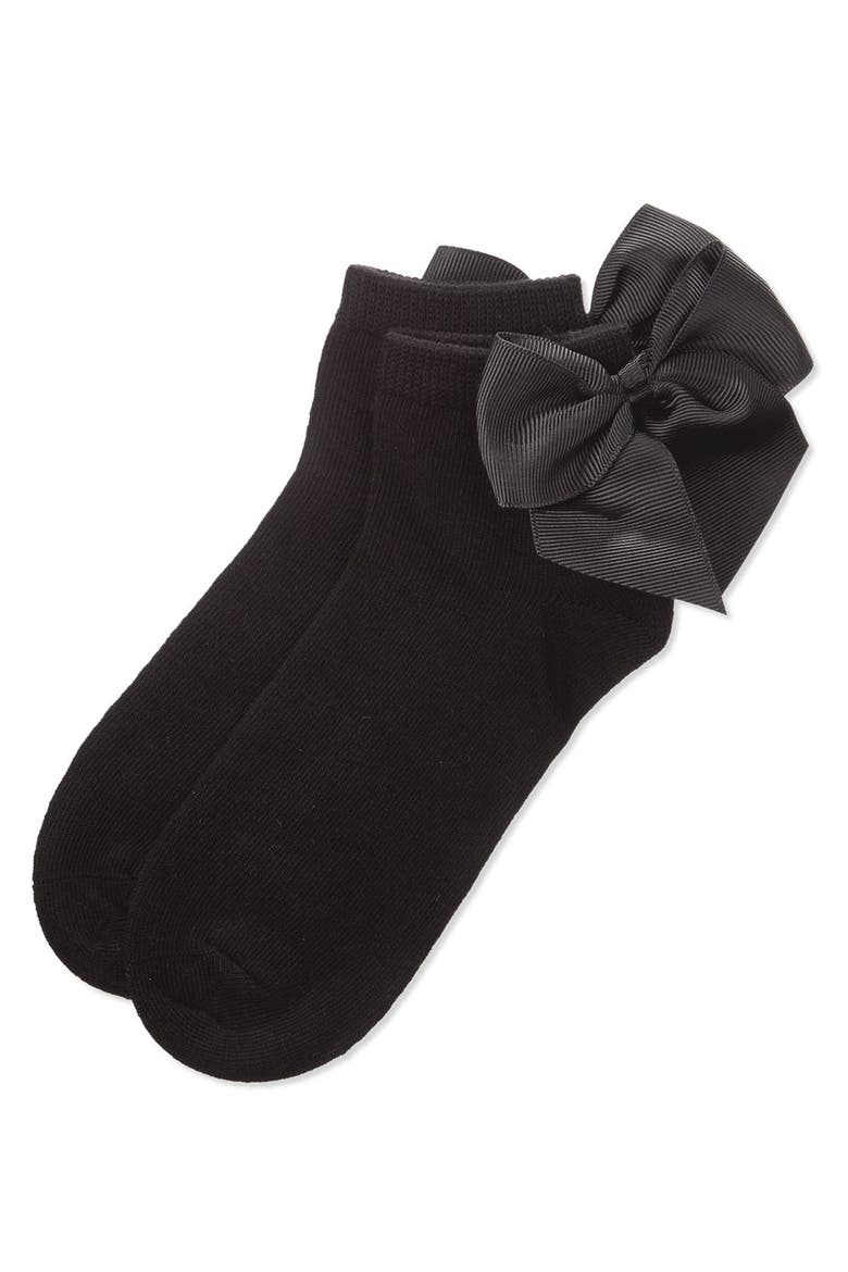 Bow-on-Back Anklet Sock, Alternate, color, Black