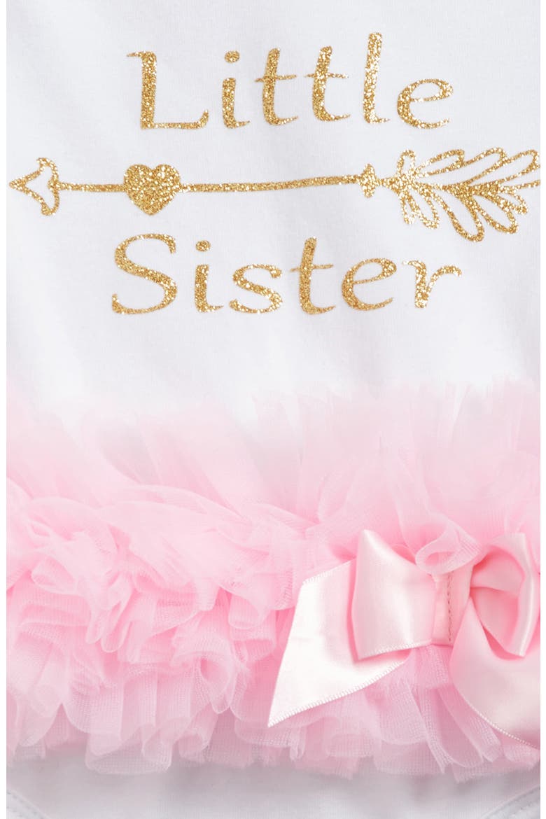 Little Sister Skirted Bodysuit, Alternate, color, WHITE