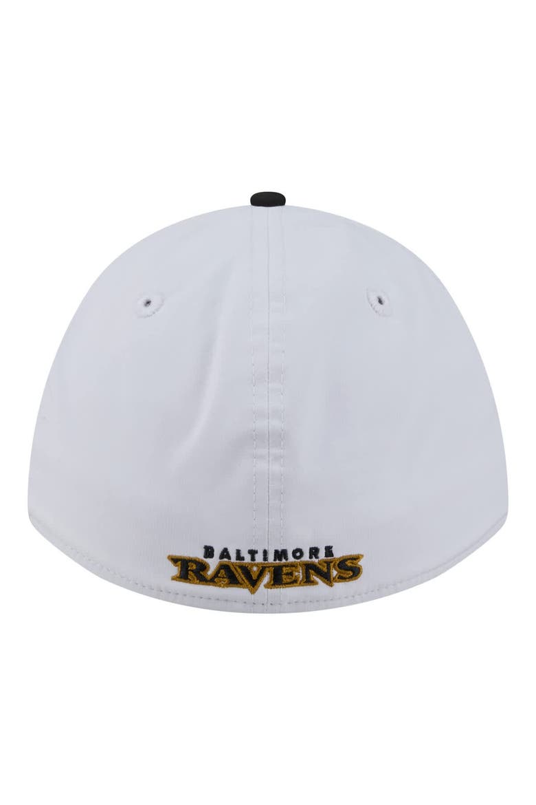 Men's New Era White/Black Baltimore Ravens Patch 39THIRTY A-Frame M-Crown Perforated Flex Hat, Alternate, color, White