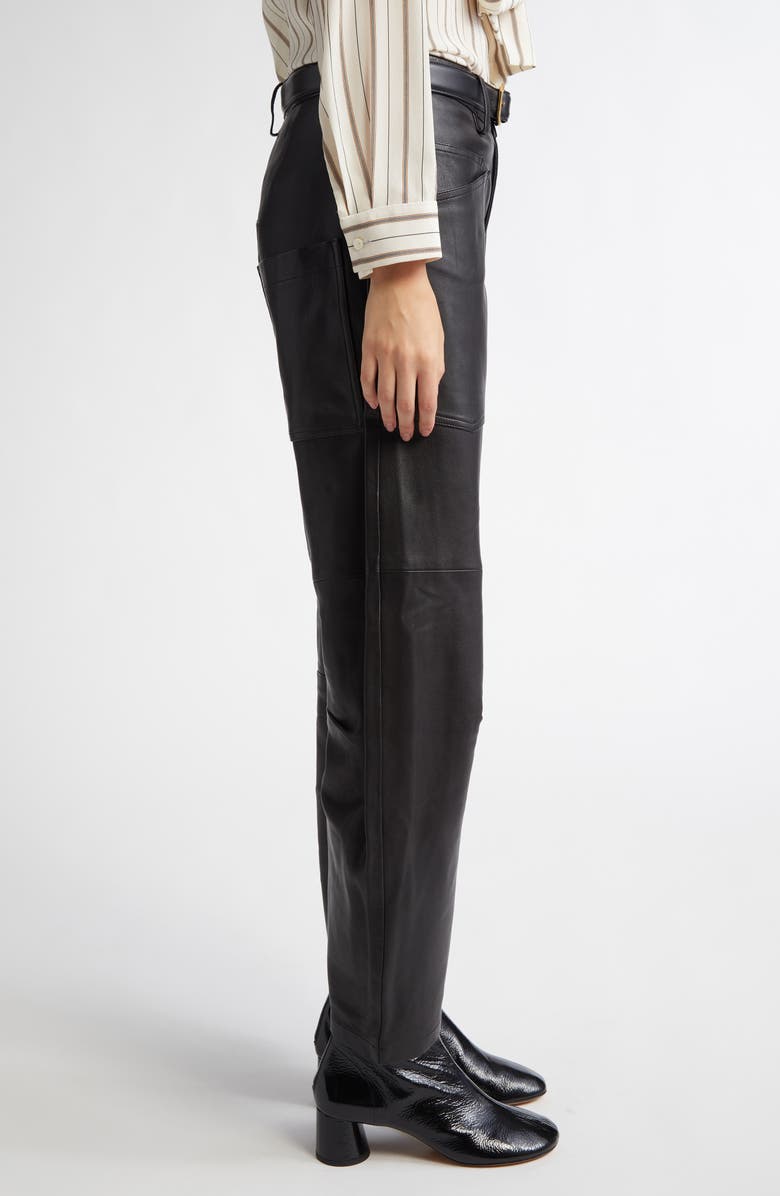 Nili Lotan Shon Barrel Leg Leather Pants, Alternate, color, 