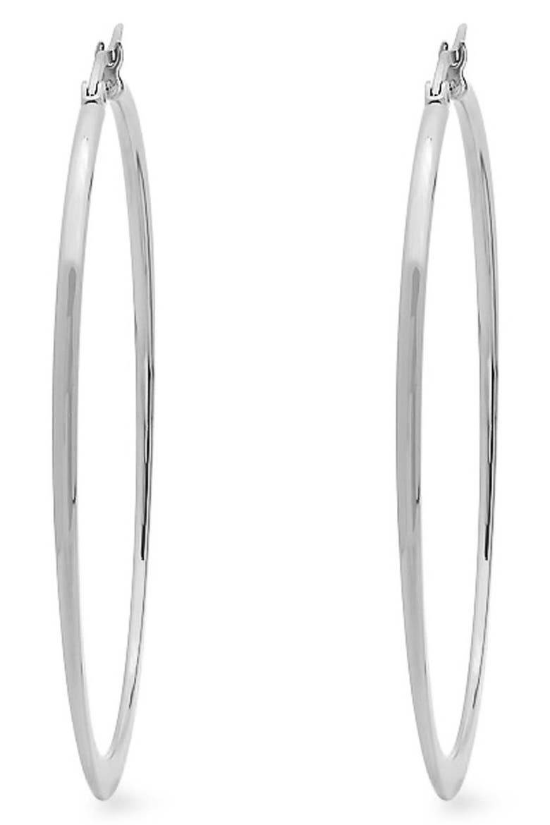 Slim Hoop Earrings, Alternate, color, SILVER