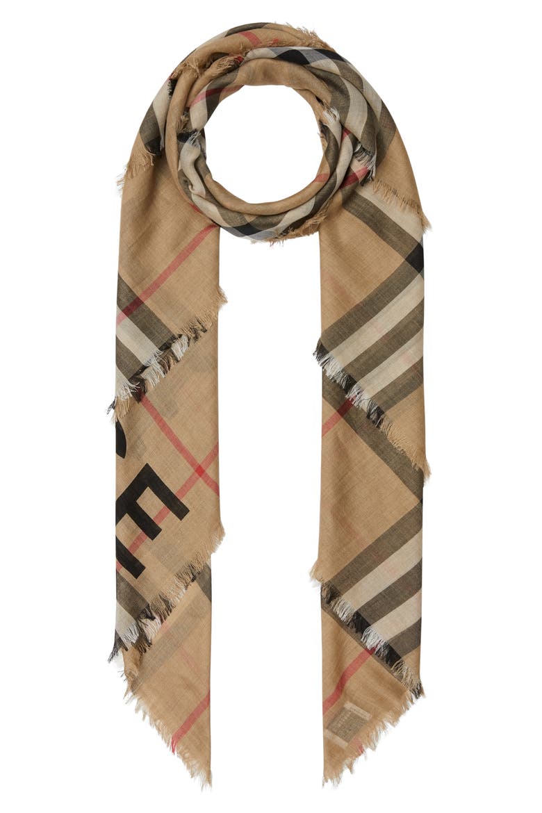 Horseferry Print Check Wool & Silk Scarf, Alternate, color, ARCHIVE BEIGE