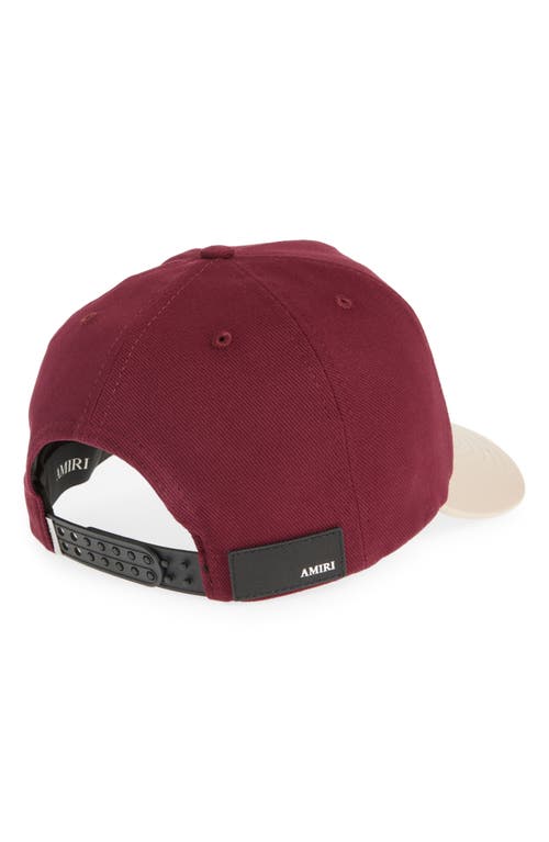 Amiri Ma Two-tone Cotton & Leather Snapback Baseball Cap In Burgundy