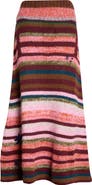 Paolina Russo Embroidered Stripe Alpaca & Merino Wool Blend Sweater Skirt