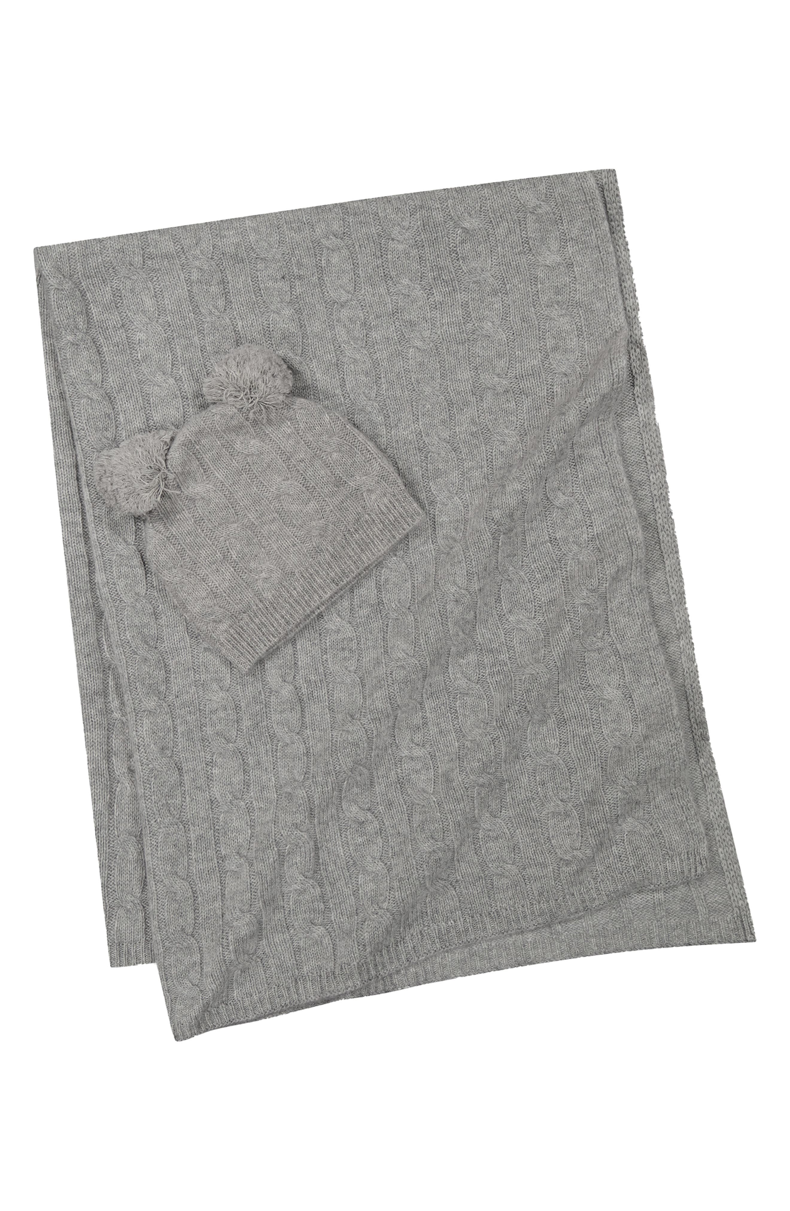 Cable Stitch Cashmere Beanie & Blanket Set