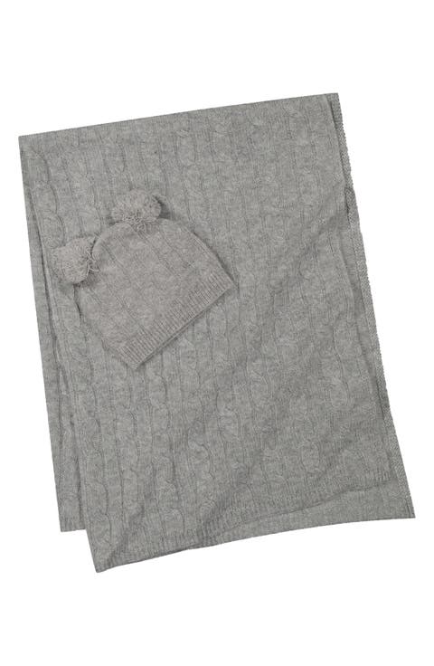 Cable Stitch Cashmere Beanie & Blanket Set (Baby)