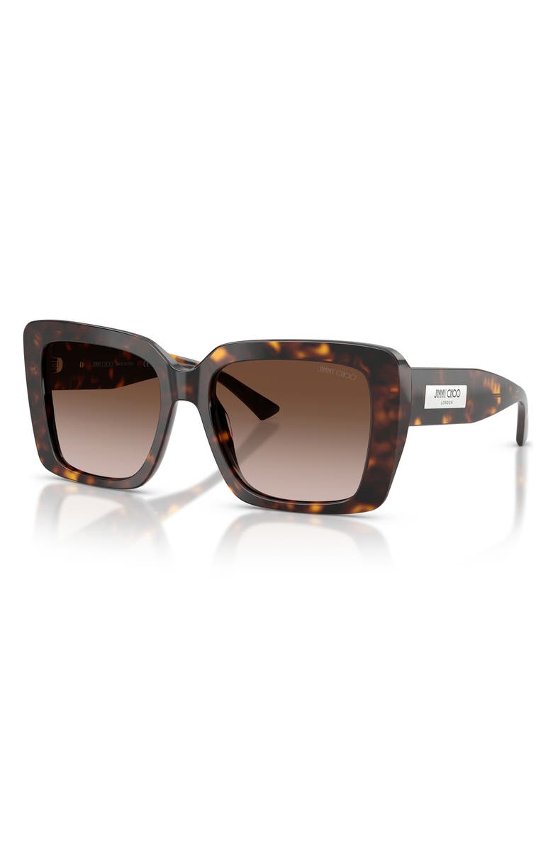 Jimmy Choo 54mm Gradient Square Sunglasses, Alternate, color, Havana / Brown Gradient