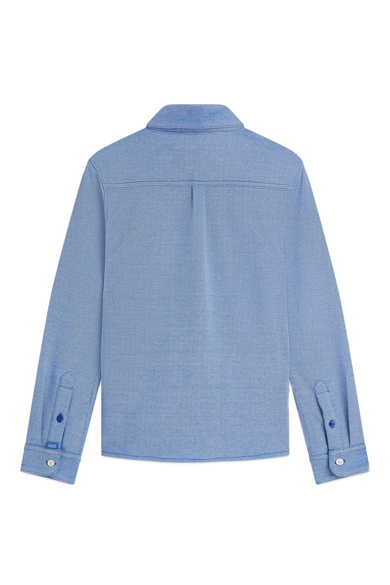 Kids' Two-Tone Pique Button-Up Shirt, Alternate, color, BRIGHT WHITE/ STRONG