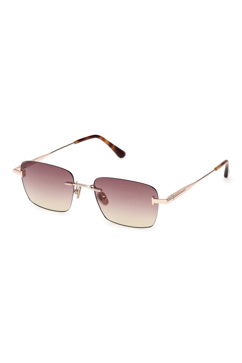 Jake 54mm Gradient Rectangular Sunglasses, Alternate, color, ROSE GOLD / PURPLE / AMBER