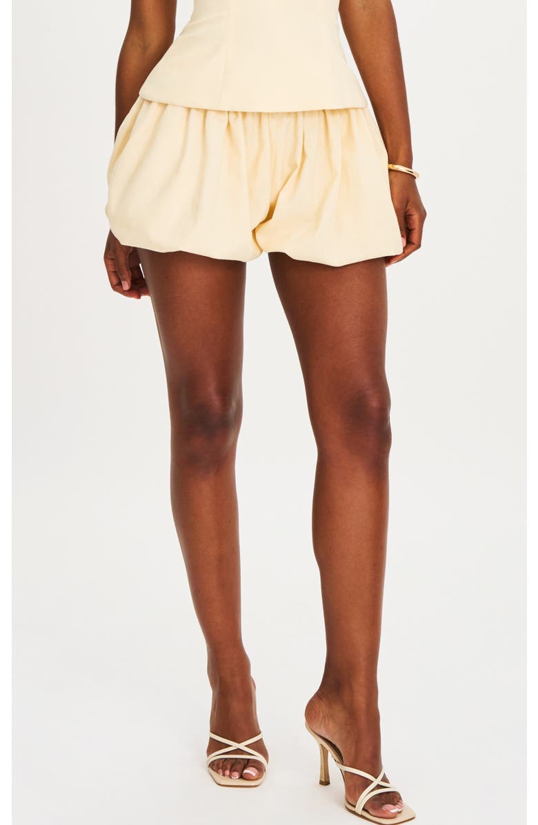 Miss Circle Quinzelle Linen Bubble Shorts, Main, color, Light Yellow