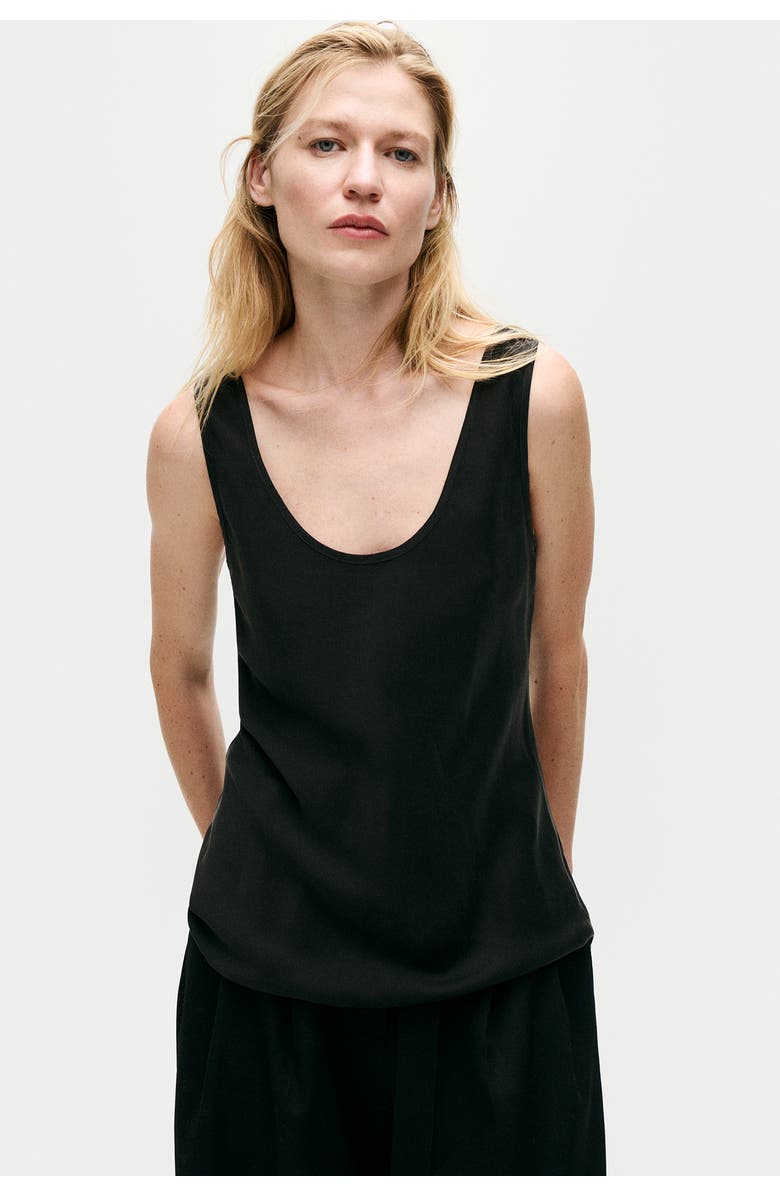 SILK LAUNDRY SCOOP NECK TANK BLACK, Alternate, color, 