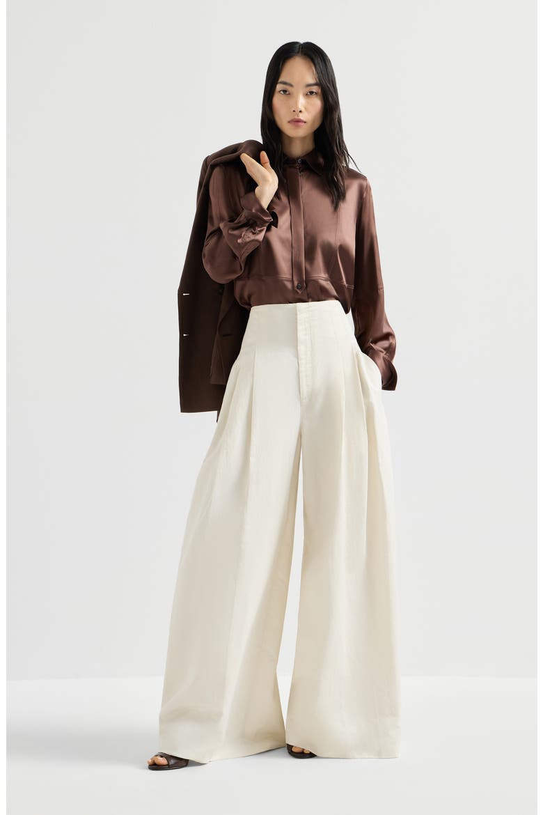 Satin shirt, Alternate, color, Cocoa