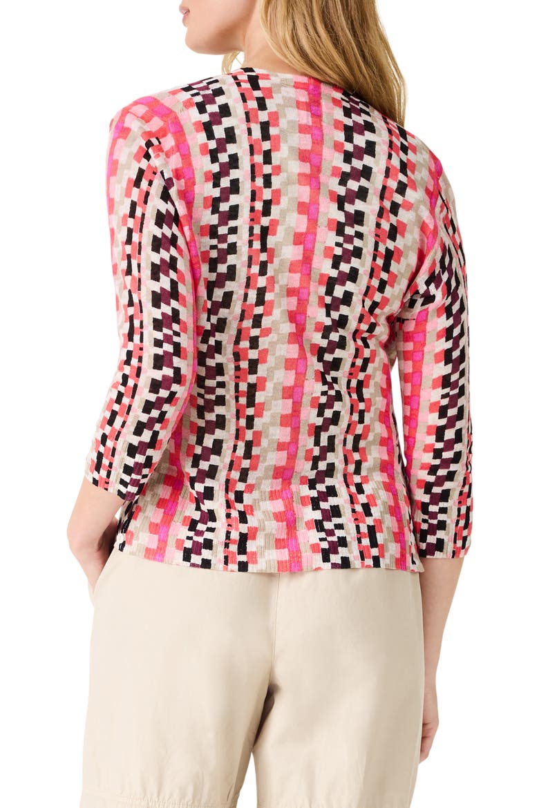 Pixel Sunset 4-Way Linen Blend Convertible Cardigan, Alternate, color, PINK MULTI