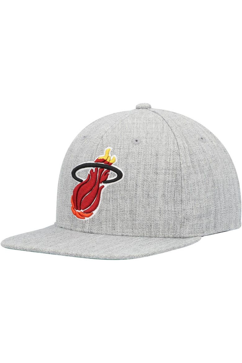 Men's Mitchell & Ness Heather Gray Miami Heat Hardwood Classics 2.0 Snapback Hat, Main, color, Heather Gray