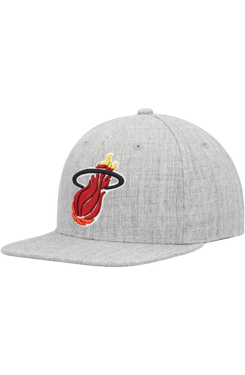 Mitchell & Ness Men's Mitchell & Ness Heather Gray Miami Heat Hardwood Classics 2.0 Snapback Hat, Main, color, Heather Gray