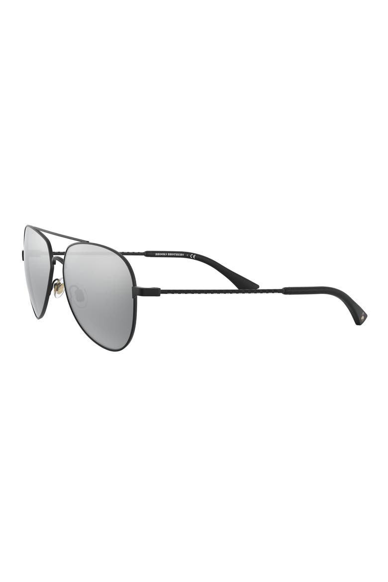 58mm Mirrored Pilot Sunglasses, Alternate, color, MATTE BLACK/ GREY MIRRORED
