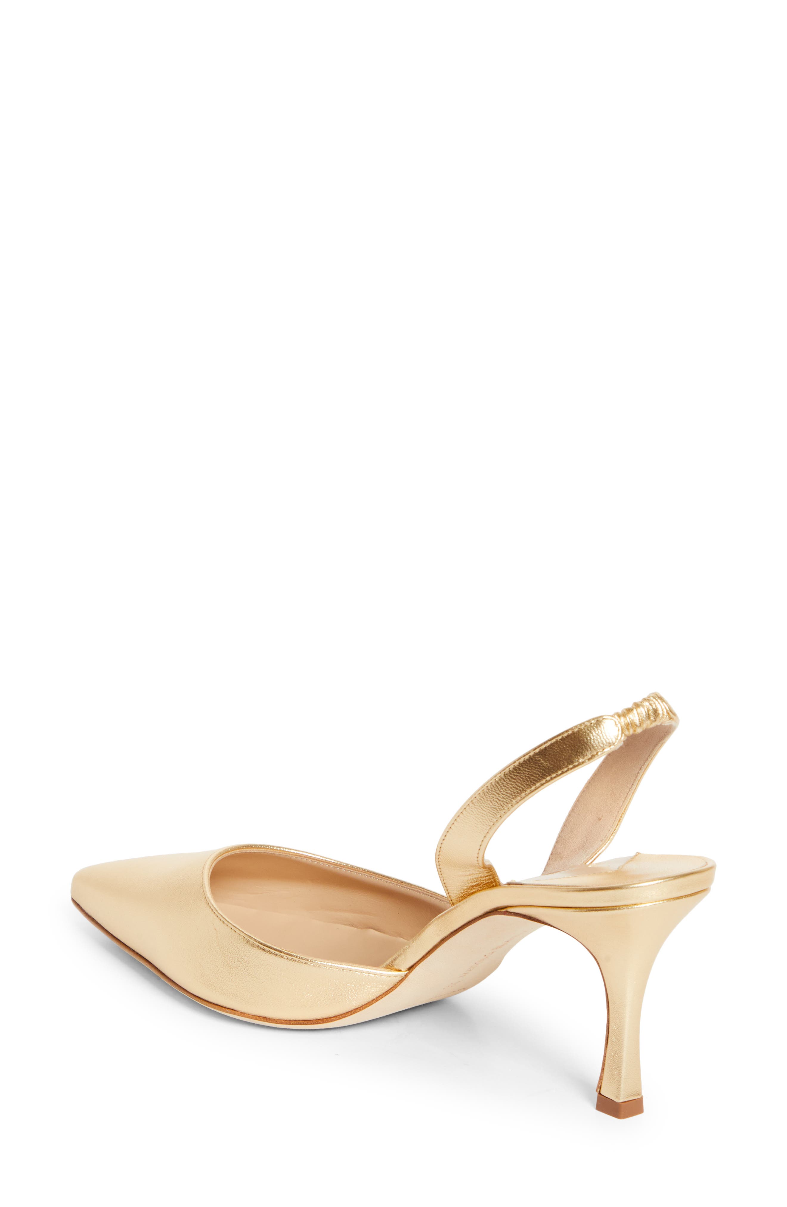 Manolo Blahnik Carolyne Pointed Toe Slingback Pump, Alternate, color, Metallic Gold