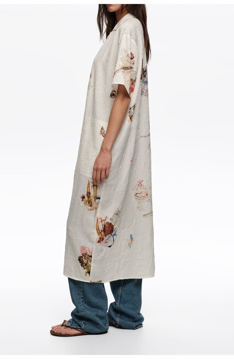 Bimba y Lola Off-White Seabed Wrinkled Fabric Shirt Dress, Alternate, color, Seabed Off White