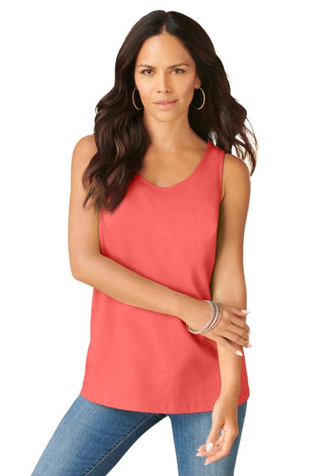 Plus Size Cotton Scoopneck Tank Top (Plus)