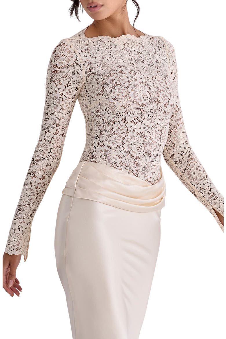 Ellie Long Sleeve Lace Bodysuit, Alternate, color, VINTAGE IVORY