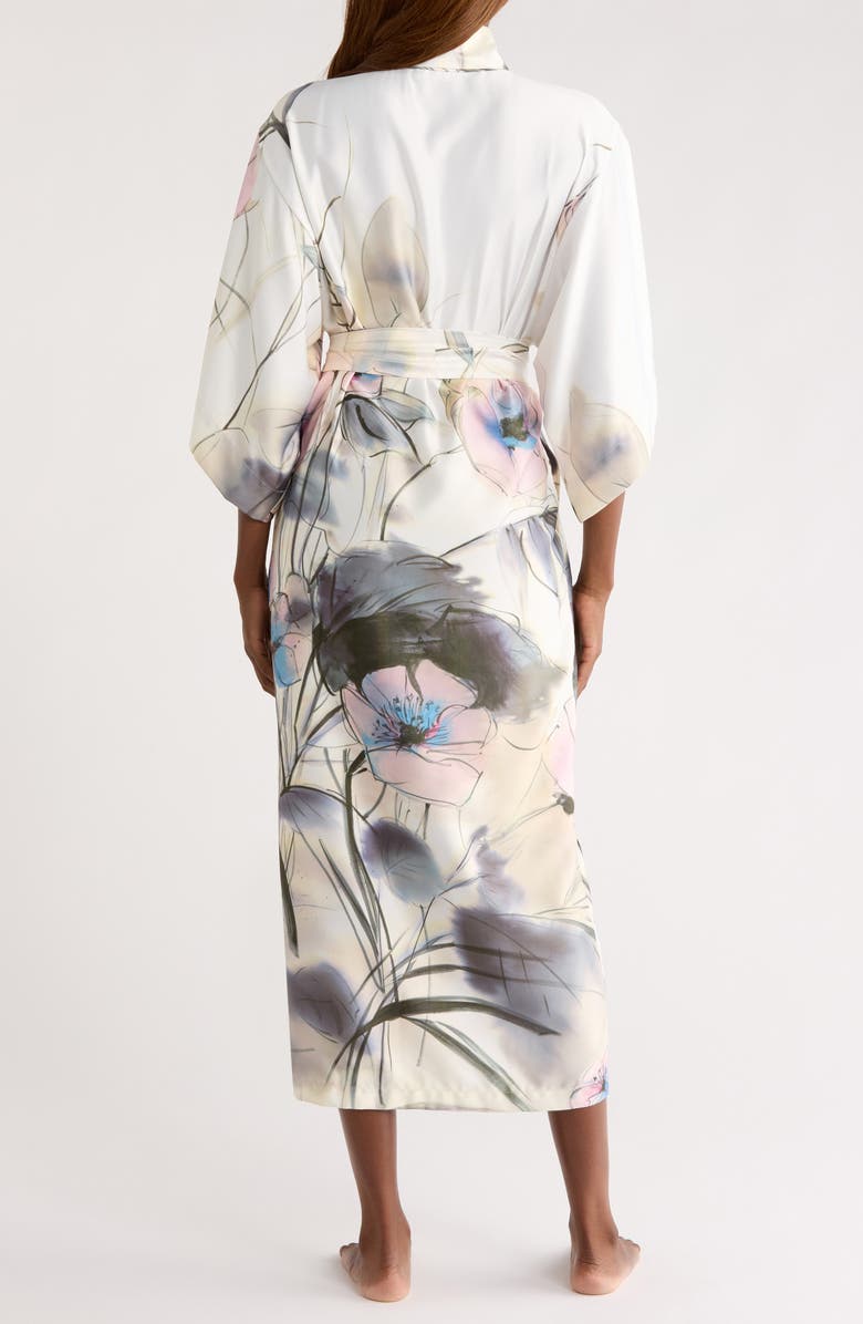 Natori Satin Robe, Alternate, color, White Multi