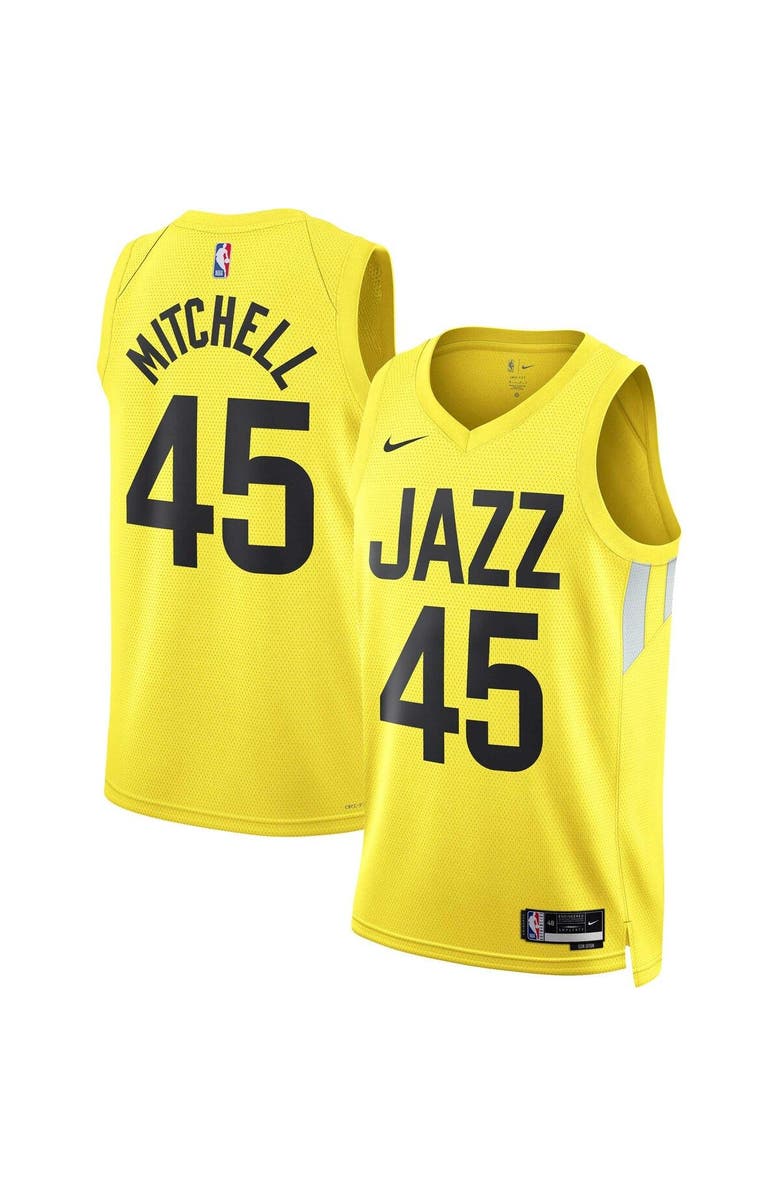 Nike Unisex Nike Donovan Mitchell Gold Utah Jazz Swingman Jersey - Icon Edition, Main, color, 