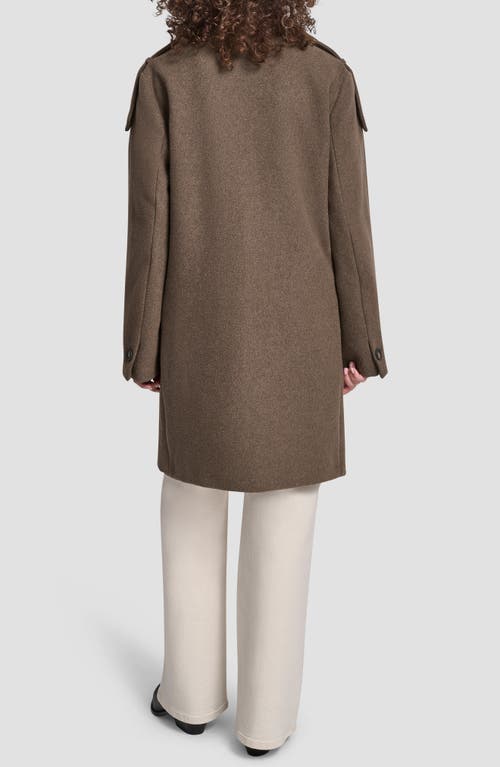 Dkny Double Breasted Wool Blend Military Coat In Animal Print