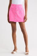 L'AGENCE Kris Button Front Cotton A-Line Miniskirt