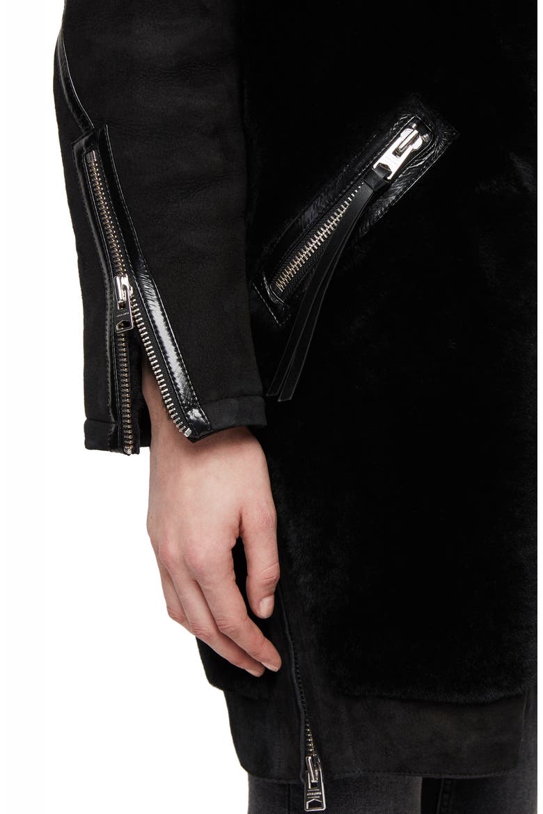 State Lux Suede Parka with Genuine Shearling Trim, Alternate, color, BLACK/ BLACK