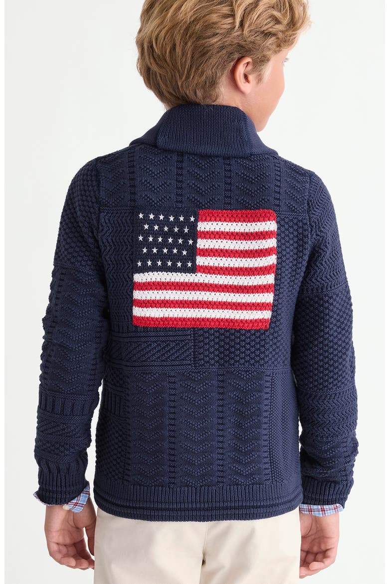 Kids' USA Patchwork Shawl Collar Cotton Cardigan, Alternate, color, NAUTICAL NAVY