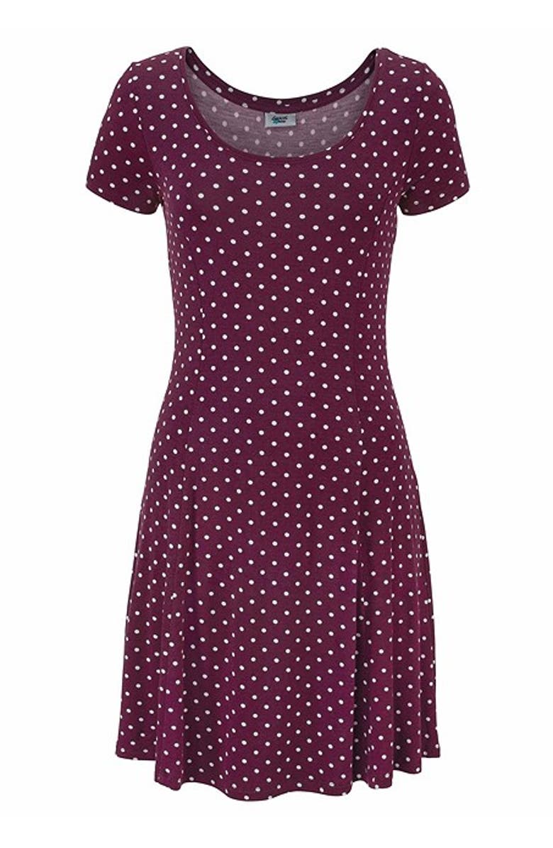 LASCANA Women's Polka Dot Print Dress, Alternate, color, Bordeaux Multi