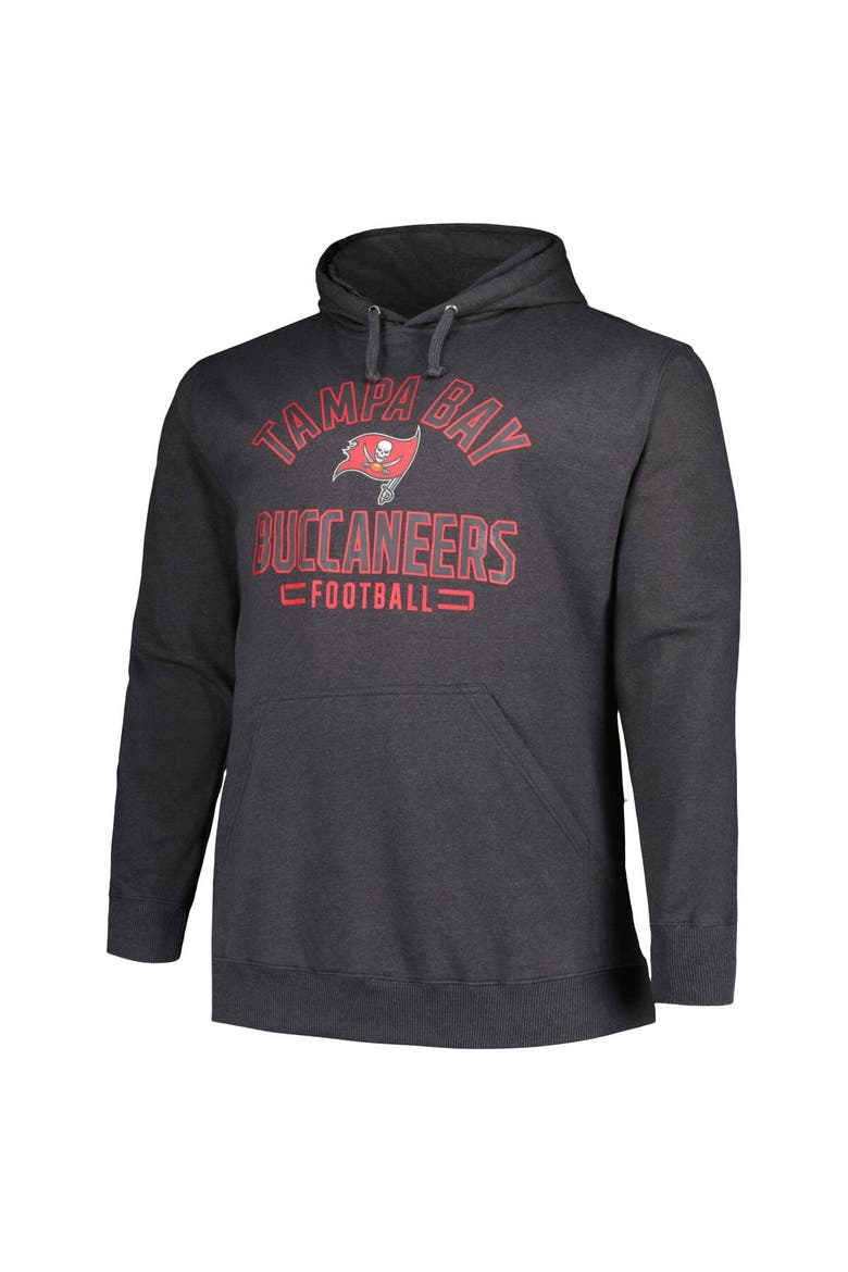 Men's Fanatics Branded Heather Charcoal Tampa Bay Buccaneers Big & Tall Pullover Hoodie, Alternate, color, Heather Charcoal