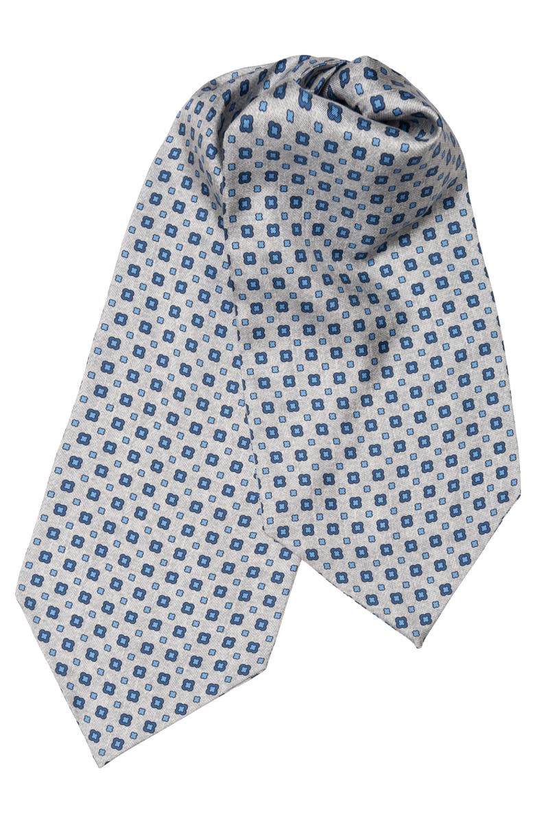 Elizabetta Ostuni - Silk Ascot Cravat Tie for Men, Main, color, Grey