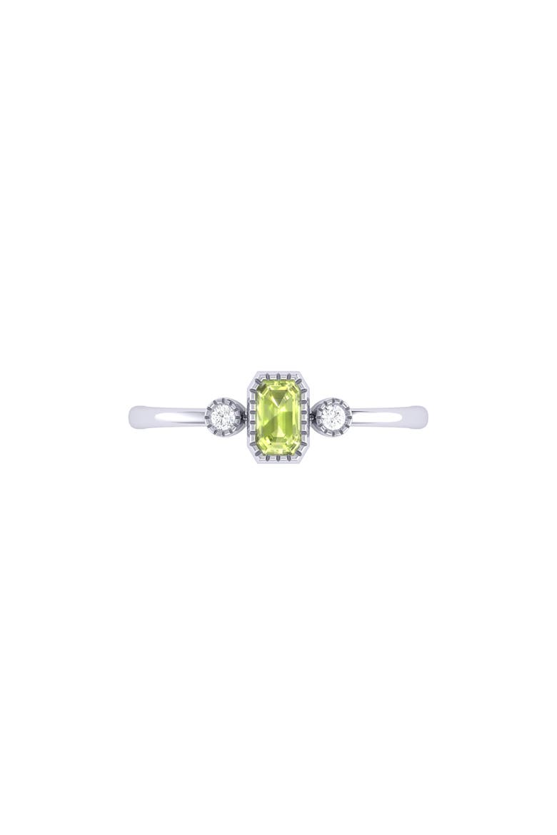 Emerald Cut Peridot & Diamond Birthstone Ring in 14K Gold, Alternate, color, White Gold