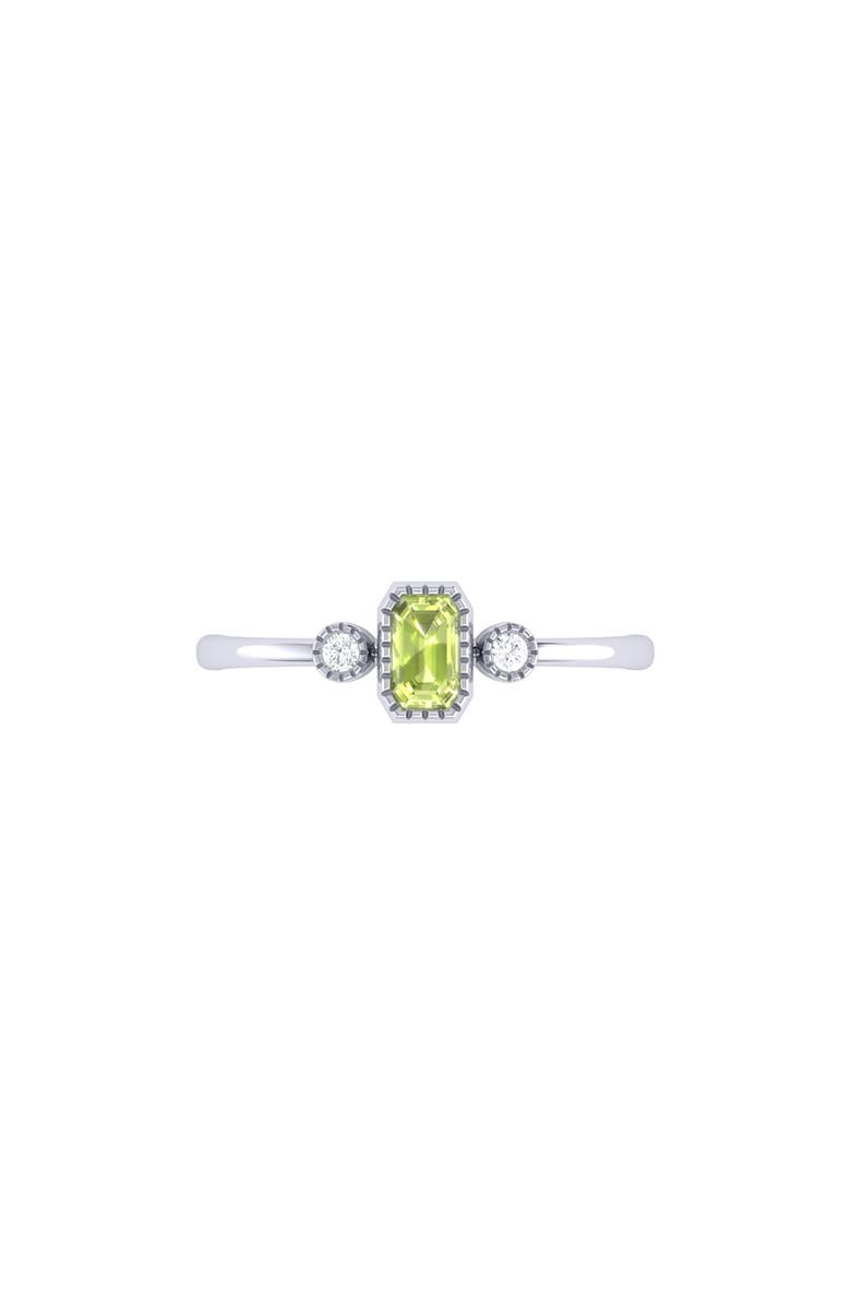 LuvMyJewelry Emerald Cut Peridot & Diamond Birthstone Ring in 14K Gold, Alternate, color, 