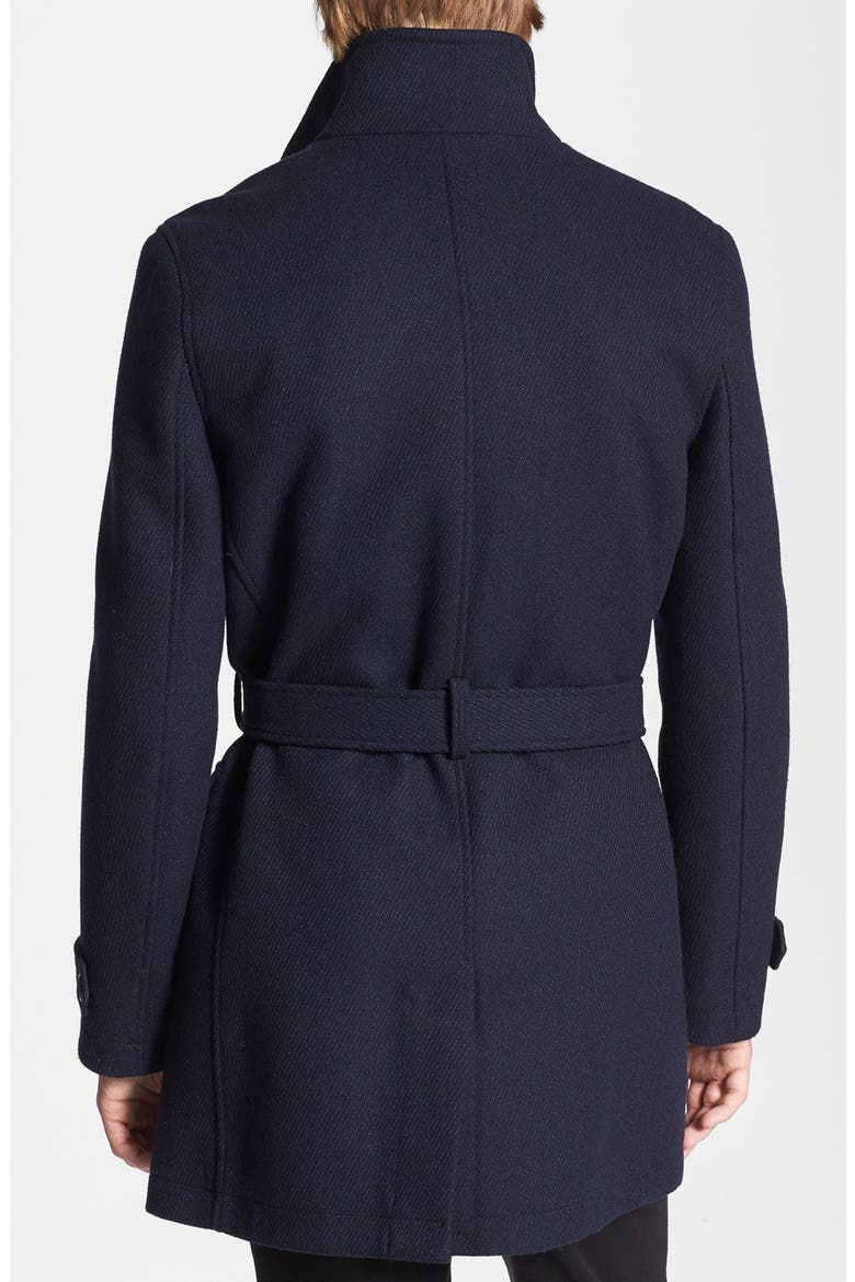 Double Breasted Wool Blend Trench Coat, Alternate, color, NAVY