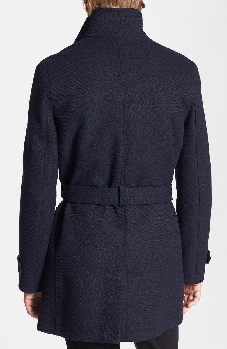 Topman Double Breasted Wool Blend Trench Coat, Alternate, color, 