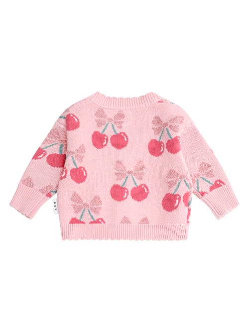 Huxbaby Cherry Pie Scalloped Knit Cardi In Pink