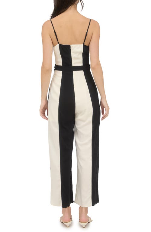 Blu Pepper Colorblock Wide Leg Jumpsuit In Neutral