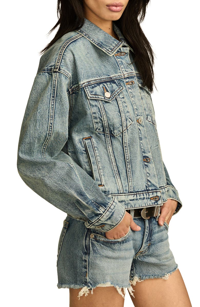 Lucky Brand Barrel Sleeve Denim Trucker Jacket, Alternate, color, 