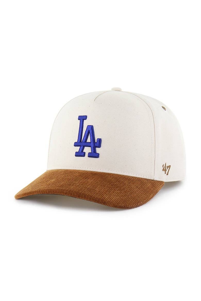 Men's Carhartt x '47 Natural/Brown Los Angeles Dodgers Undyed Relaxed Hitch Adjustable Hat, Main, color, Natural