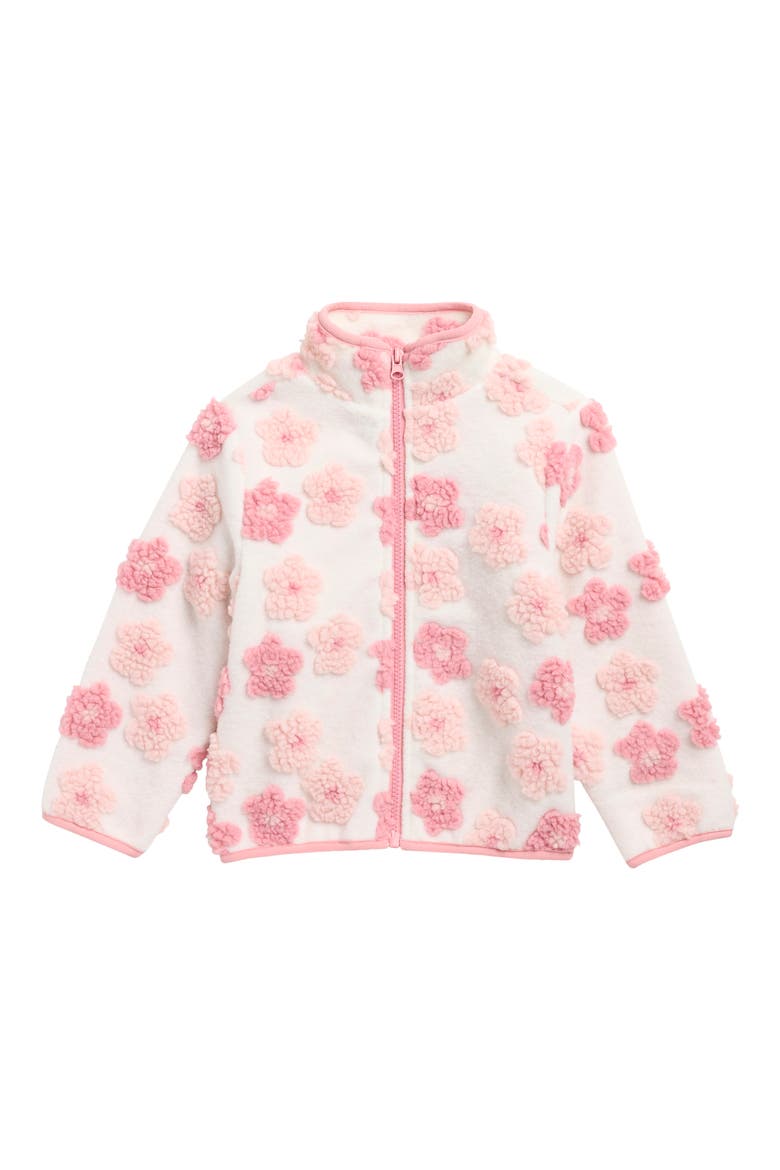 Kids' Floral Faux Shearling Appliqué Jacket, Main, color, PINK