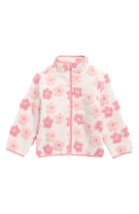 Kids' Floral Faux Shearling Appliqué Jacket