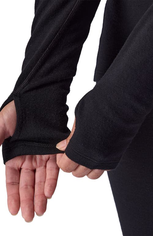 Backcountry Cedars Rws Merino Mid-wt Baselayer Funnel Neck Top In Black