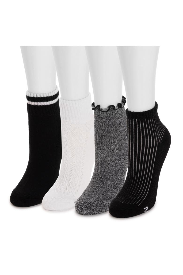 Dream Step Mini Crew Socks, 4 Pair Pack, Alternate, color, Ebony
