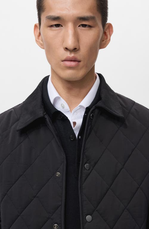 Mango Water Repellent Quilted Jacket In Black
